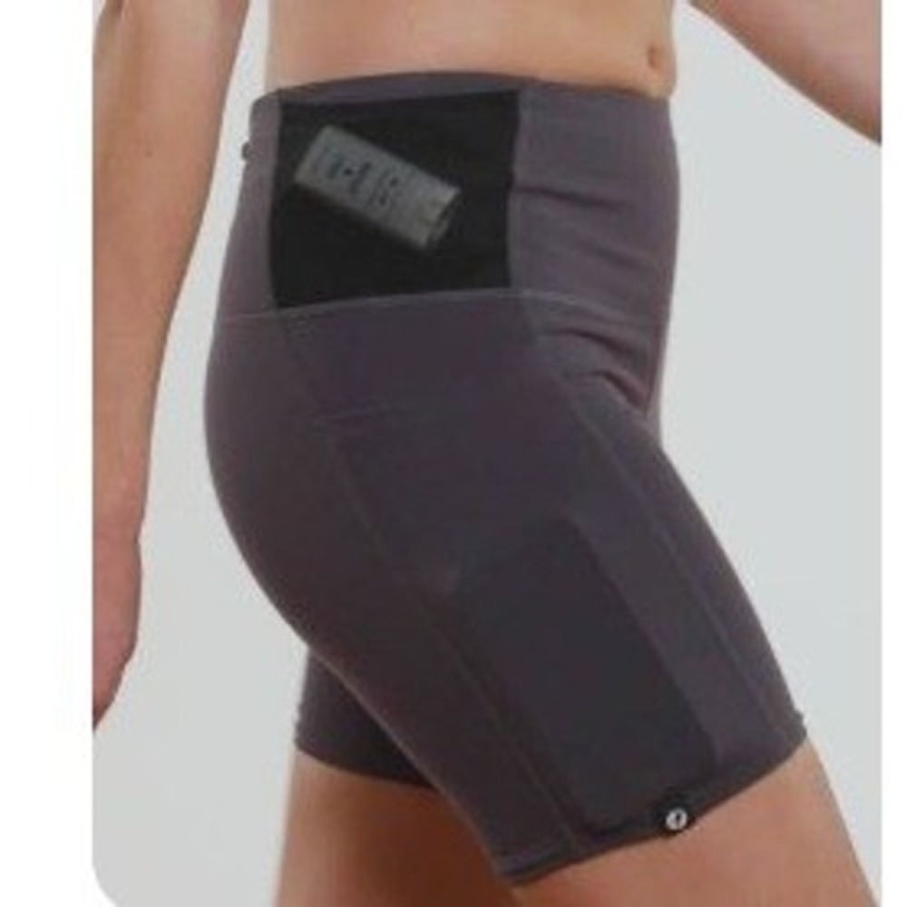 Oiselle Womens Pocket Jogger Shorts Gray Black Mesh Compression Running Size 4